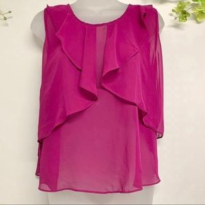Soprano size medium pink sleeveless ruffle semi sheer top